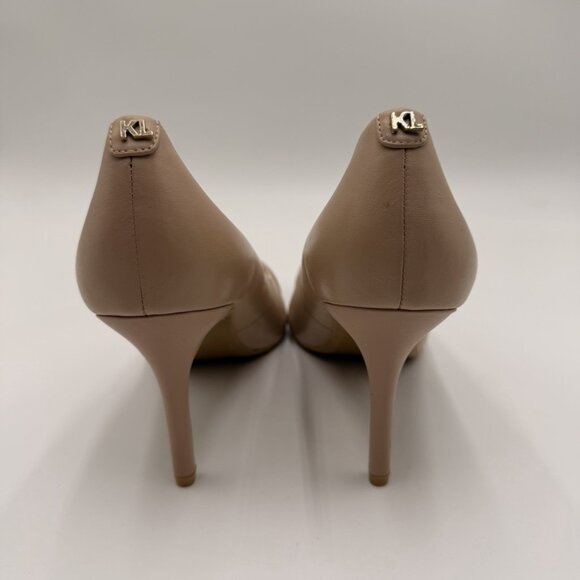 Karl Lagerfeld Paris Royale Pointed Toe Pumps Beige Leather - Picture 4 of 7